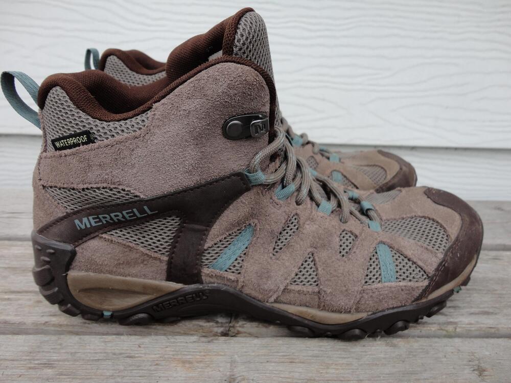 Merrell Waterproof Hiking Boots Womens Size 10 Brown Suede Ankle J034744